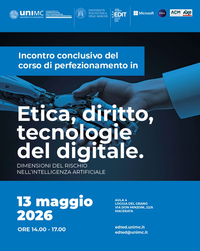 locandina evento conclusivo 13 Maggio 2026 con loghi degli enti patrocinanti, dipartimenti organizzatori e indicazioni